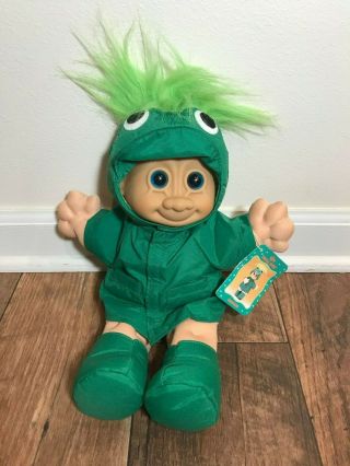 Russ Troll Kidz Froggie 12 " Plush Doll W/tags,  Froggy,  Green Raincoat Jacket