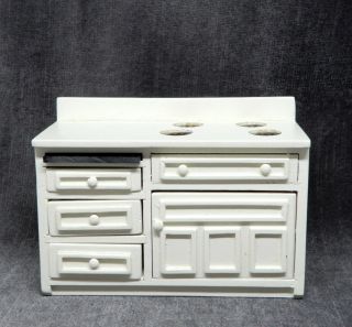 Vintage Town Square Kitchen Cabinet W Stove Dollhouse Miniature 1:12