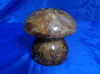 Vtg Abf Hand Carved Alabaster Marble Mushroom - Made In Italy - Bookend