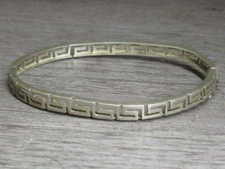 Vintage Sterling Silver Jewelry Thin Cutout Greek Key Pattern Bangle Bracelet