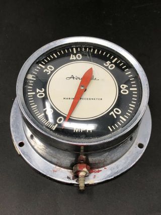 Vintage Airguide Marine Speedometer Contralog Movement Antique Boat Gauge Speed