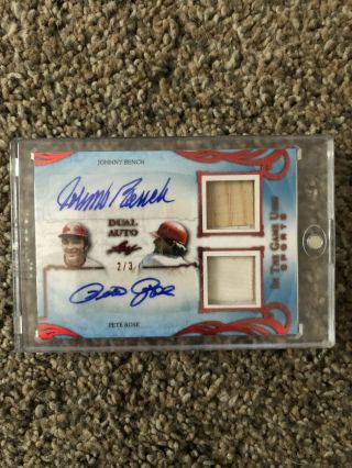 Pete Rose Johnny Bench 2/3 2019 Leaf Itg Autograph Jersey