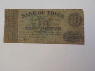 Currency 1862 10 Cents Note Bank Of Tioga Owego York Paper Money Vtg Old Ny