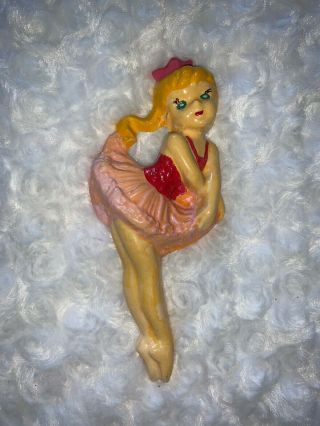 Vintage 7” Ballerina Girl Plaster Chalkware Wall Plaques Sculpture