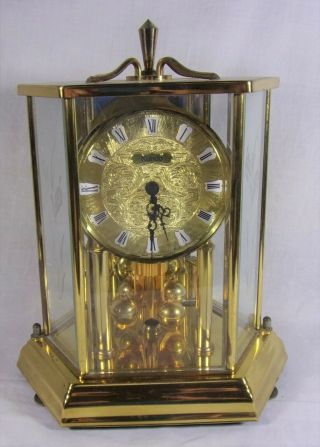 Vintage Kundo German Made Balancing Quartz Mantle Clock Gold Fancy Face