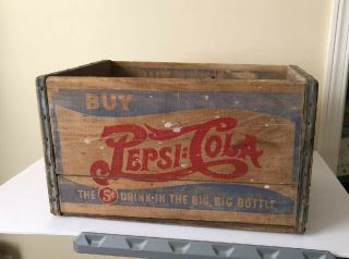 Antique Vintage Pepsi Cola Wood Wooden Case Crate Box