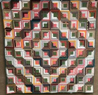 Collectors Find 1880 - 90s Log Cabin Antique Quilt Oley Valley Pa Gift