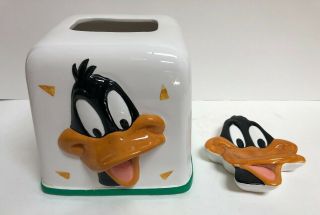 Vintage 1993 Warner Bros.  Ceramic Daffy Duck Tissue Box Dispenser And Soap Dish