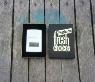 1991 Nos Salem Cigarettes Zippo Lighter Usa W/ Fresh Choices Box Vintage
