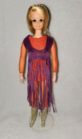 Vintage 1970 Barbie Live Action Pj Doll In Outfit Jumpsuit Mod Era