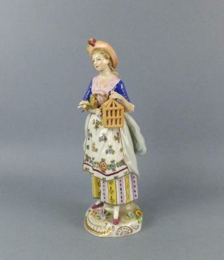 Antique German Porcelain figurine of a Young Lady with a Bird by Sitzendorf 2