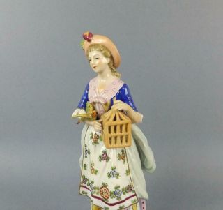 Antique German Porcelain figurine of a Young Lady with a Bird by Sitzendorf 3