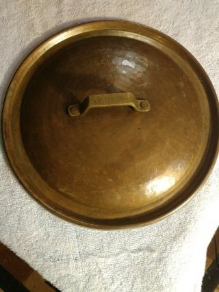Vtg.  Hammered Copper/brass Handle Lid Cover 10.  75 Pot Pan