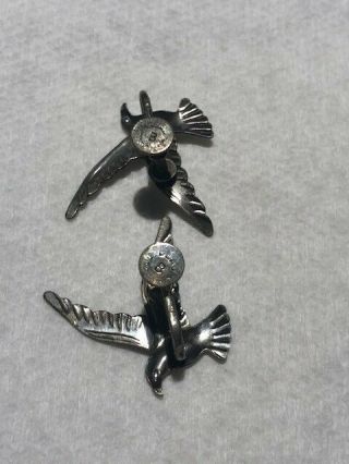 Vintage Beau Sterling Silver Pin Brooches,  Earrings Screw Backs Birds In Flight 2
