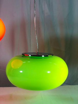 Mid Century Modern Pendant Light With Green Glass Globe
