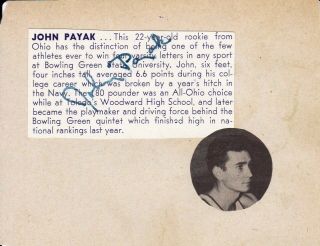 John Payak Autograph Signed Vintage Cut Album Page D09 1949 - 50 Warriors