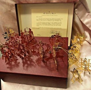 Vintage Danbury 1981 Boxed Set Of 12 Gold Plated Ornaments