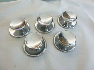 5 Vtg Mid Century Chrome 2 " Concave Drawer Cabinet Pulls Hardware W/ Backplate