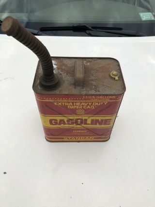 Vintage Metal Stancan 1.  5 Gallon Vented Gas Can Kerosene Tank