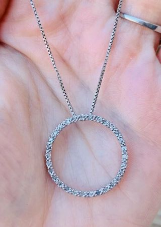 Vintage 10k Solid White Gold And Diamonds Pendant