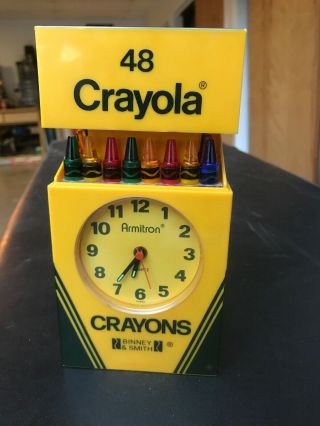 Vintage Armitron 1980s Crayola Crayon Pop Up Moving Lights Alarm Clock -