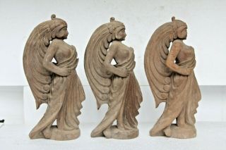 3 X Hand Carved Gothic Arab Lady Style Wood Sculptures