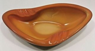 Orange Agate Slag Glass Ashtray,  Unmarked,  Mcm