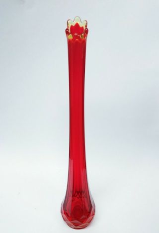 Vintage Mcm Le Smith Glass Amberina Ruby Red Swung Vase Almost 18 Inches Tall