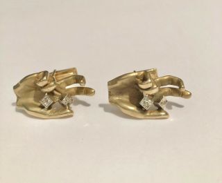 Unique And Rare Vintage 14k Yellow Gold " Roll The Dice " Cufflinks - 22.  1 Grams