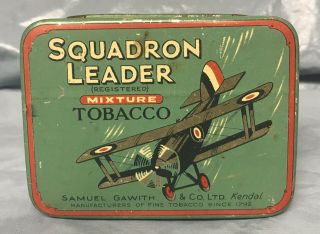 Squadron Leader Tobacco Pocket Tin W/ Bi - Plane