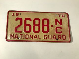 1970 Vintage North Carolina Nc National Guard License Plate 2688