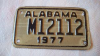 1977 Alabama Motorcycle License Plate,  " M12112 "