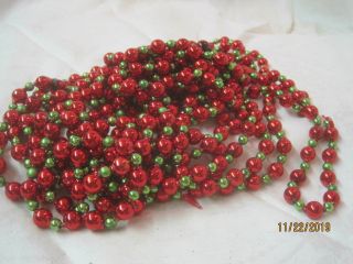 Vintage Glass Beads Christmas Garland Green & Red 18