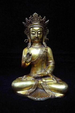 Large Old Chinese Gilt Bronze Tibetan 