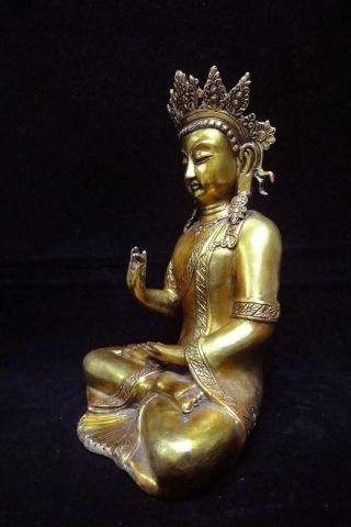 Large Old Chinese Gilt Bronze Tibetan 