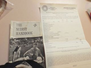 Vintage Nudist Handbook And Application For Swallows Nudist Camp