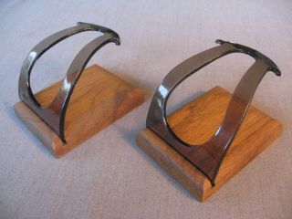 2 Vintage Unique Micoli Lucite/walnut Freehand Tobacco Pipe Holder (s),  Stand (s)