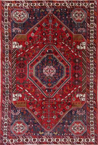 One - Of - A - Kind Vintage Tribal Kashkoli Oriental Hand - Knotted6x9 Red Wool Area Rug