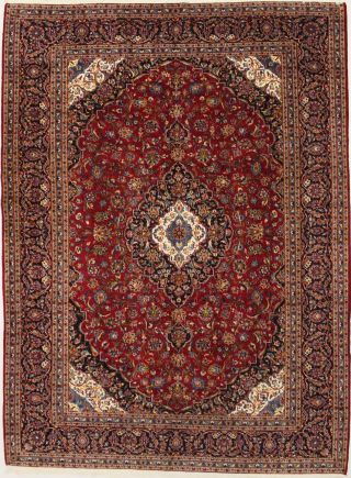 Hand - Knotted Vintage Traditional Red 10x14 Kashaan Wool Oriental Area Rug Carpet