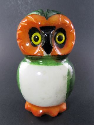 Vintage Alabaster Hand Carved By Ducceschi Owl Figurine Italy (e54)