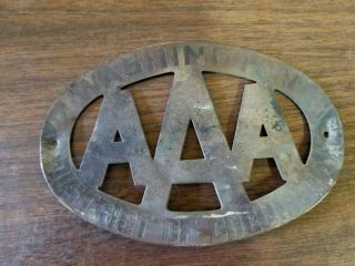 Vintage Washington Aaa Automobile Club License Plate Topper Car Badge