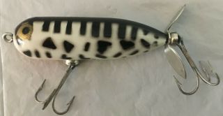 Vintage Heddon Baby Torpedo In White Coach Dog With Gold Eyes