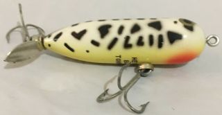 Vintage Heddon Baby Torpedo in White Coach Dog with Gold Eyes 3