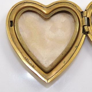 Vtg Antique Victorian 12K Gold Filled Diamond Heart Picture Locket Pendant QYD9 3