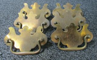 Chippendale Style Brass Drawer Pulls Set Of 6 Antique Vintage 4 " Wide 3 " On Cntr