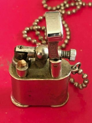 Vintage Occupied Japan Zenith Type - B Miniature Lift Arm Lighter With Chain