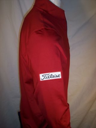 Footjoy Medium Red 1/4 Zip Nylon/Spandex Golf Jacket - Tour Issue Titleist Patch 3