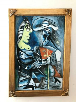 Pablo Picasso Artist Oil Painting On Canvas Signed Framed 23.  7  X 34