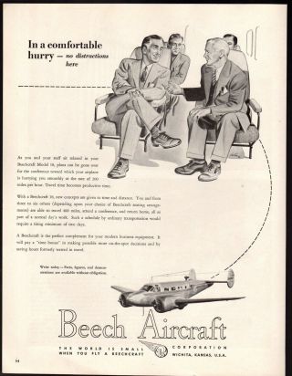 1946 Print Ad Beech Aircraft Model 18 Wichita Kansas Advertisement