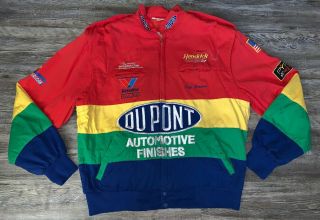 Vintage 90’s Nascar Jeff Gordon Jacket Size Large Dupont Rainbow Colors